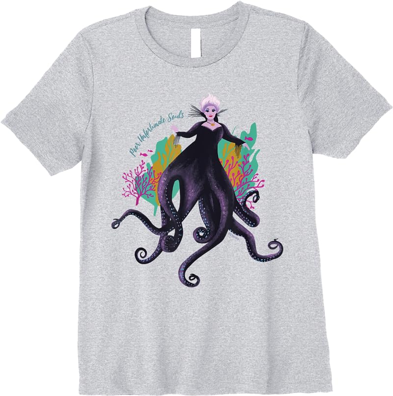 Disney The Little Mermaid Ursula Unfortunate Souls T Shirts Sport Grey