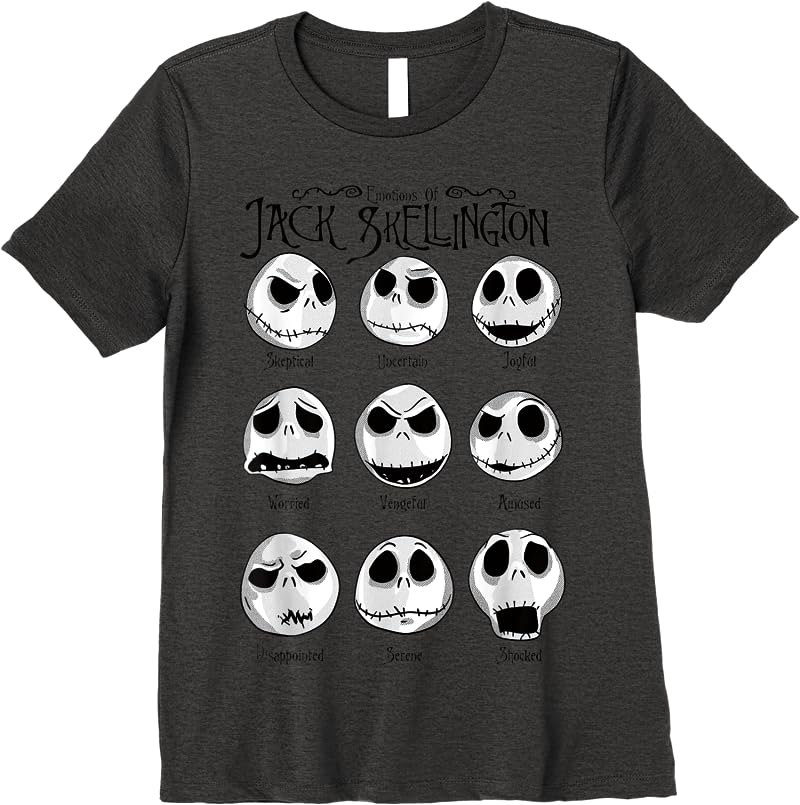 Disney The Nightmare Before Christmas Emotional Jack T Shirts Dark Heather