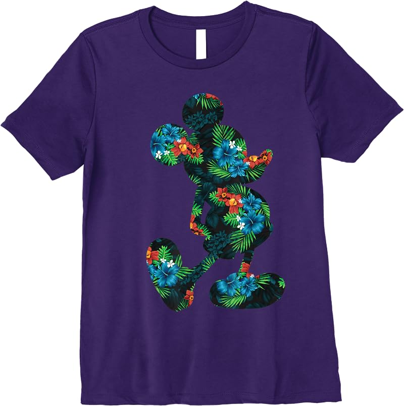 Disney Tropical Mickey Print T Shirts Purple