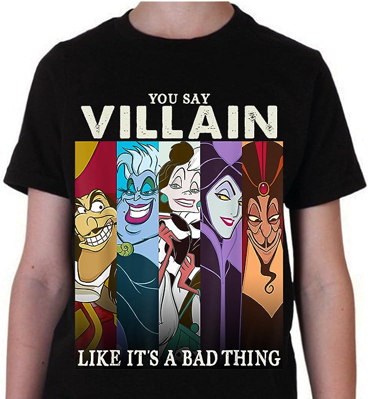 Disney Villains Humor Graphic T Shirts – Colorful Group Shot Design