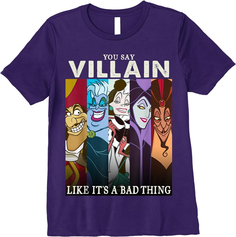 Disney Villains Colorful Group Shot Humor Graphic T Shirts Purple