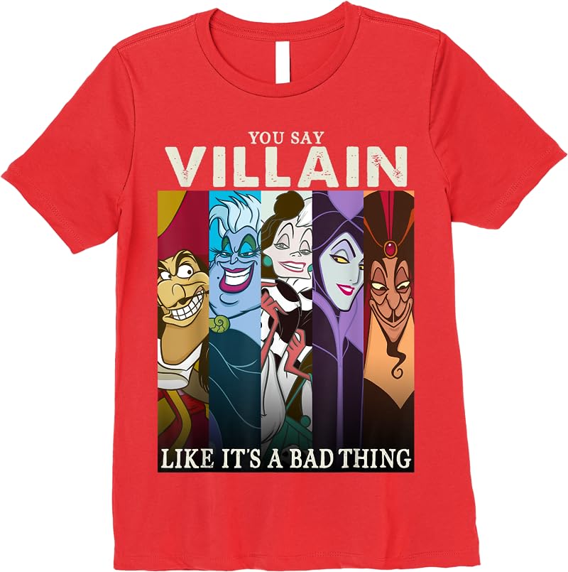 Disney Villains Colorful Group Shot Humor Graphic T Shirts Red