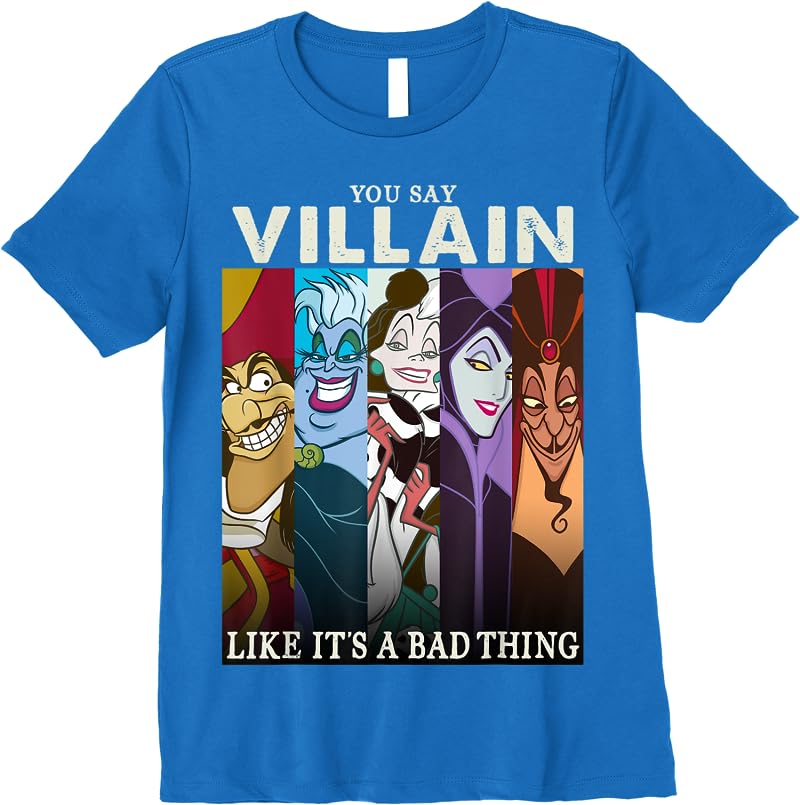 Disney Villains Colorful Group Shot Humor Graphic T Shirts Royal Blue