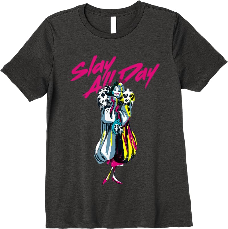 Disney Villains Cruella Slay All Day T Shirts Dark Heather