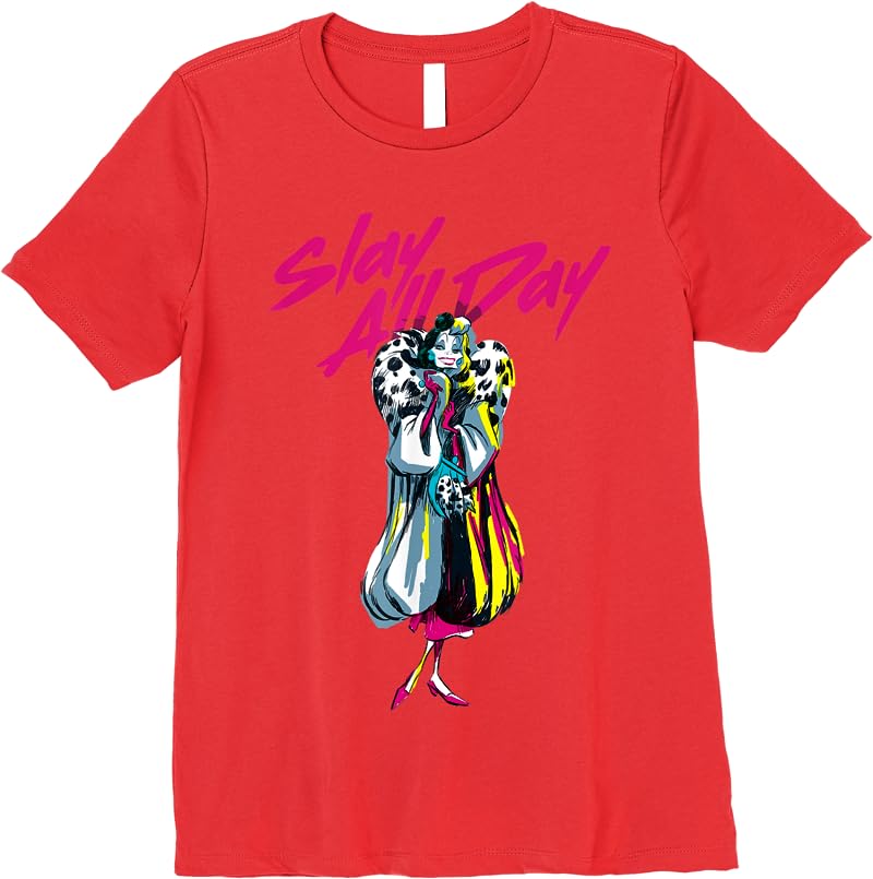 Disney Villains Cruella Slay All Day T Shirts Red