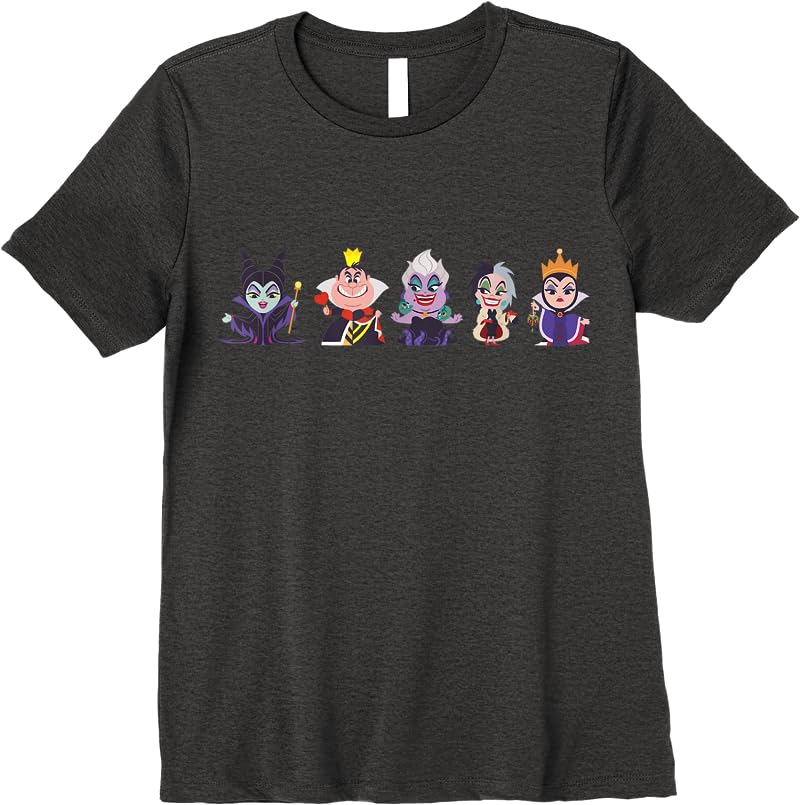 Disney Villains Kawaii Chibi Evil Queens T Shirts Dark Heather Disney Villains Kawaii Chibi Evil Queens T Shirts Dark Heather
