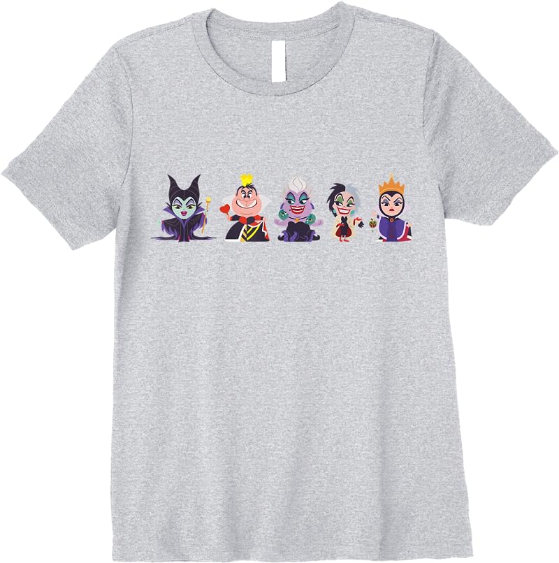 Disney Villains Kawaii Chibi Evil Queens T Shirts Sport Grey Disney Villains Kawaii Chibi Evil Queens T Shirts Sport Grey