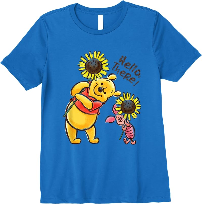 Disney Winnie The Pooh Piglet Hello There Sunflowers T Shirts Royal Blue Disney Winnie The Pooh Piglet Hello There Sunflowers T Shirts Royal Blue