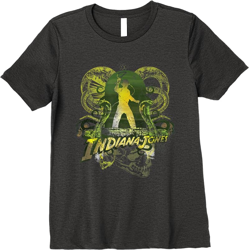 Lucasfilm Indiana Jones Snakes And Skulls Adventure Vintage T Shirts Dark Heather Lucasfilm Indiana Jones Snakes And Skulls Adventure Vintage T Shirts Dark Heather