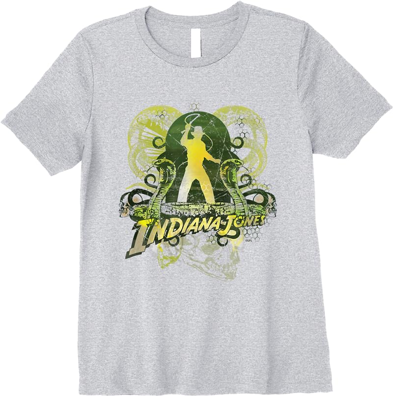 Lucasfilm Indiana Jones Snakes And Skulls Adventure Vintage T Shirts Sport Grey Lucasfilm Indiana Jones Snakes And Skulls Adventure Vintage T Shirts Sport Grey