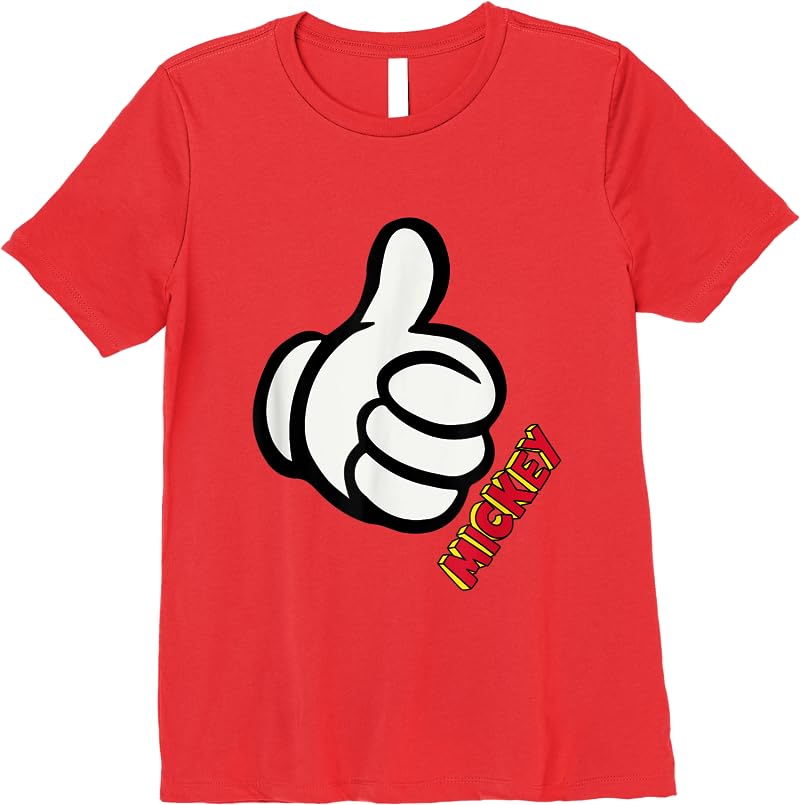 Mens Disney Thumbs Up Mickey Mouse White T Shirts Red