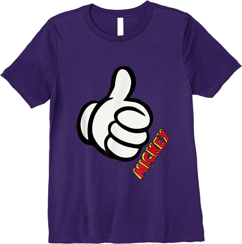 Mens Disney Thumbs Up Mickey Mouse White T Shirts Purple