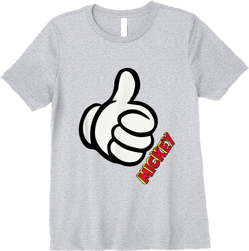 Mens Disney Thumbs Up Mickey Mouse White T Shirts Sport Grey