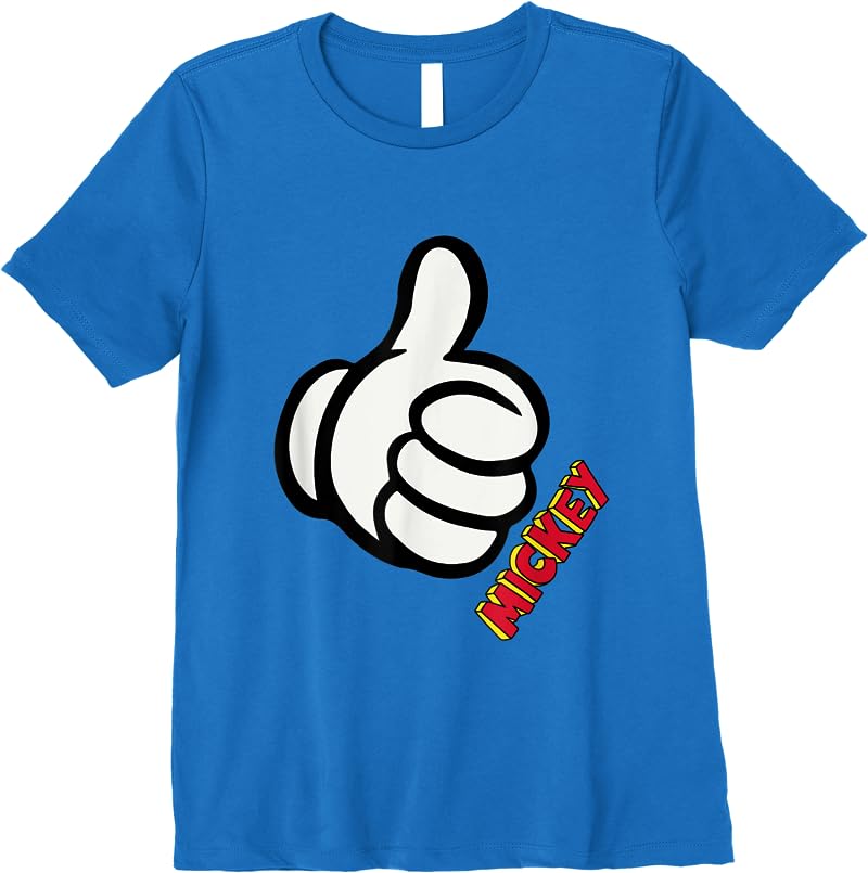 Mens Disney Thumbs Up Mickey Mouse White T Shirts Royal Blue